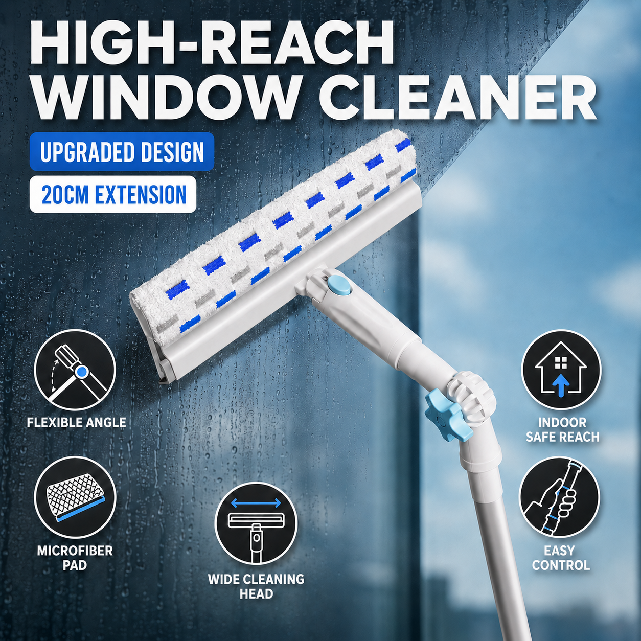 2-in-1 Telescopic Window Cleaner & Squeegee